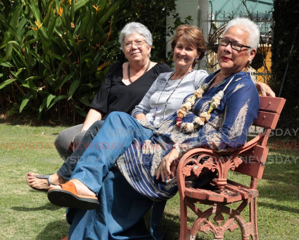 From left, Beverly Fitzwilliam-Harries, Karen De Verteuil and Greer Jones-Woodham, three artists who were inspired by nature during the pandemic. - ROGER JACOB
