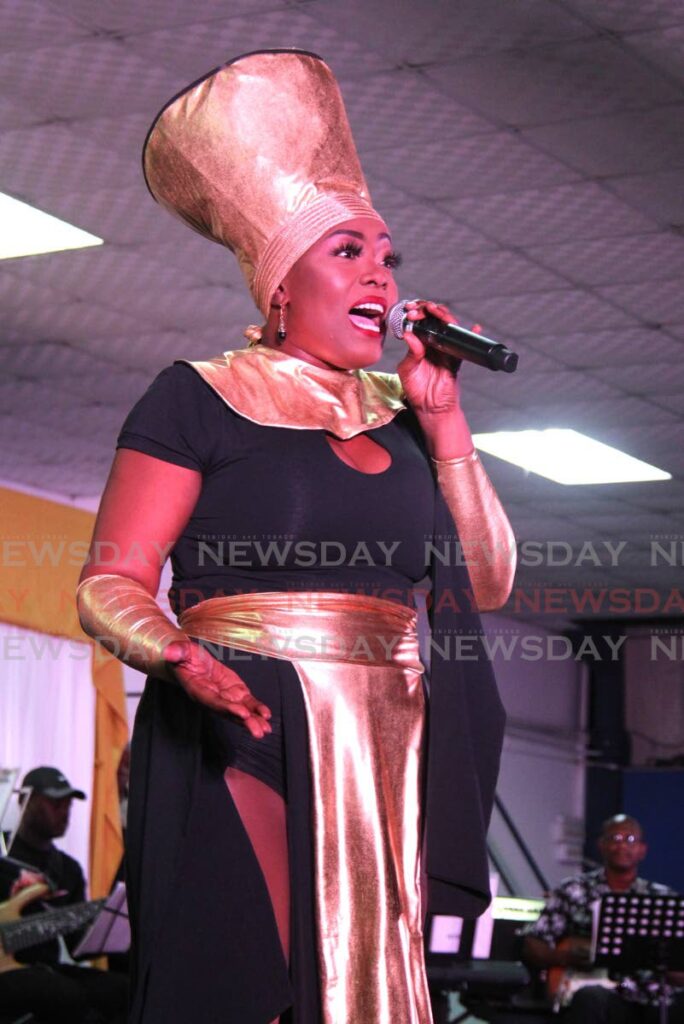Tameika Darius during her performance at Kaiso Showkase calypso tent, Palms Club, San Fernando on January 27. Darius won the NWAC Calypso Queen crown on January 29. Photo by Ayanna Kinsale