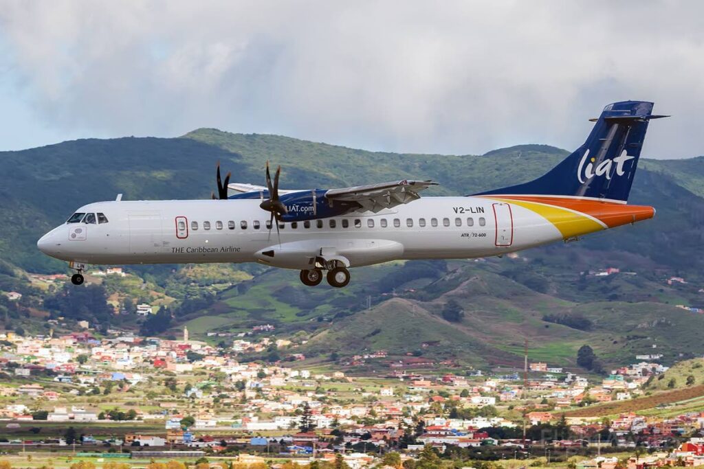 A Liat plane gets set to land on a Caribbean island. The airline is now defunct.  - 