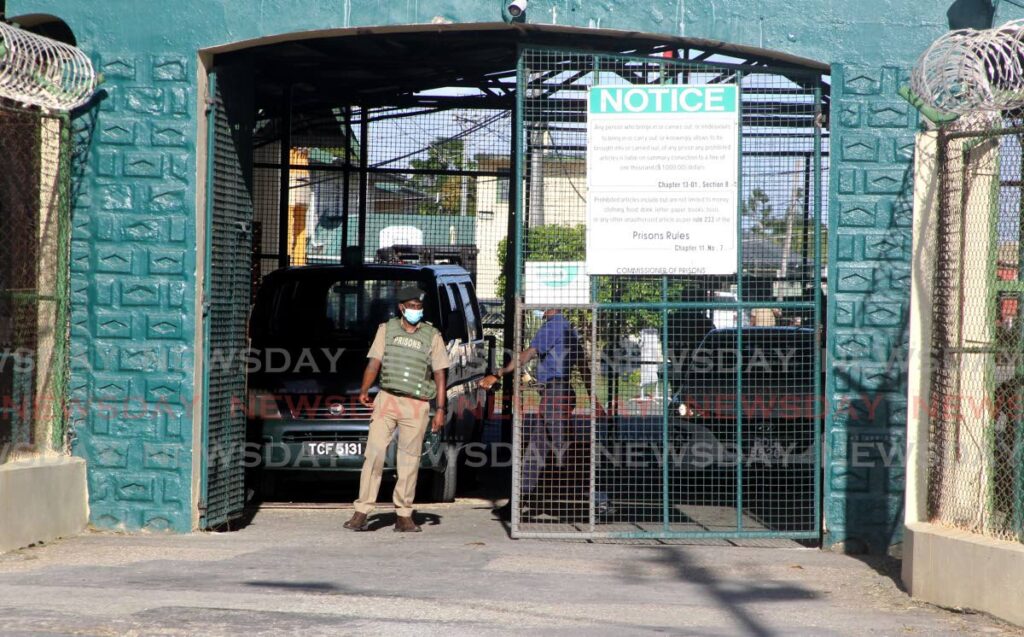 FILE PHOTO: Prison guards on duty at the entrance the the Golden Grove Prison, Arouca, in March, 2022. - 
