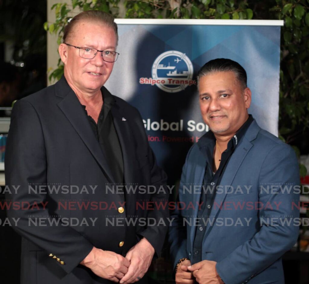 Shipco Transport general manager Julian Sammy and Claus Rasborg, general manager of Shipco, Houston, Texas at the company launch of its Trinidad service at Samurai Restaurant, One Woodbrook Place, Port of Spain on January 19. - ROGER JACOB