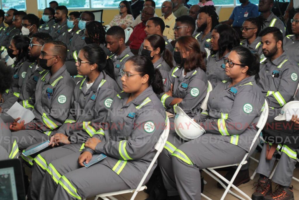 Some of the 44 trainee engineers who will be hired at WASA in the Engineering Leadership Development Programme during their induction ceremony at Ministry of Public Utilities, One Alexandra Street, Newtown, Woodbrook on Wednesday. Photo by Roger Jacob