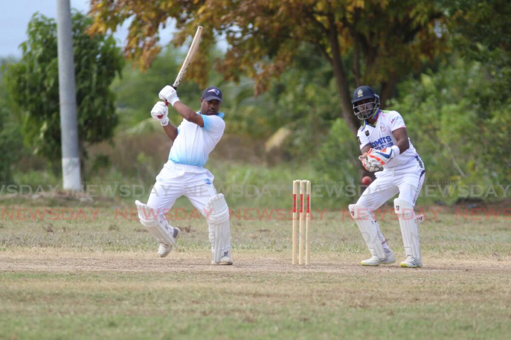 Queen's Park II batsman Savion Lara cuts to the boundary on Friday against Comets Sports Club at Pierre Road Ground, Charlieville.  - Marvin Hamilton