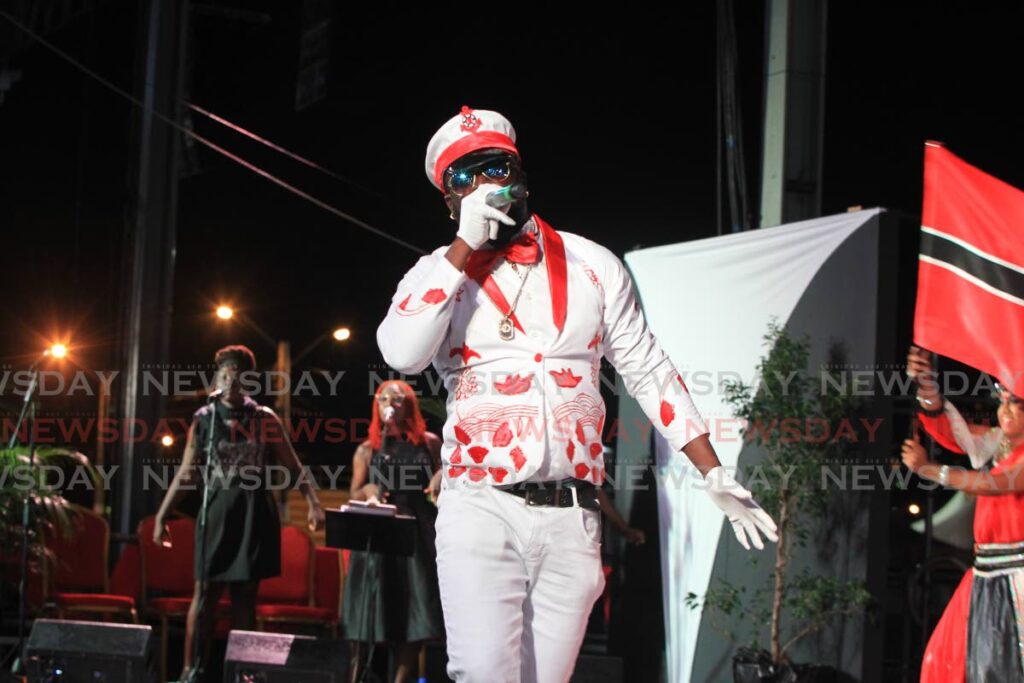 HEAVEN CROWNED: Heaven “Snakey” Charles sings his way to the Young Kings crown on Tuesday night at the Queen’s Park Savannah in Port of Spain. PHOTO BY ROGER JACOB - 