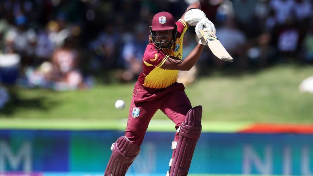 
Hayley Matthews of West Indies plays a shot during the ICC Women's T20 World Cup group B match between West Indies and England at Boland Park on Saturday in Paarl, South Africa. - via ICC