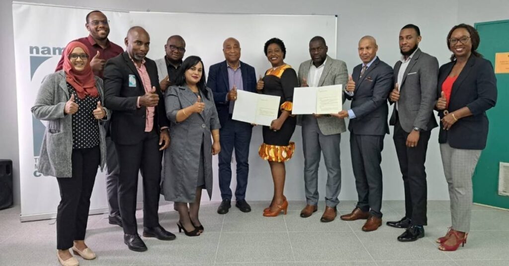 Namdevco and Tadco officials at last Wednesday's signing ceremony for the memorandum of understanding for an improved business relationship between the two organisations.  - 