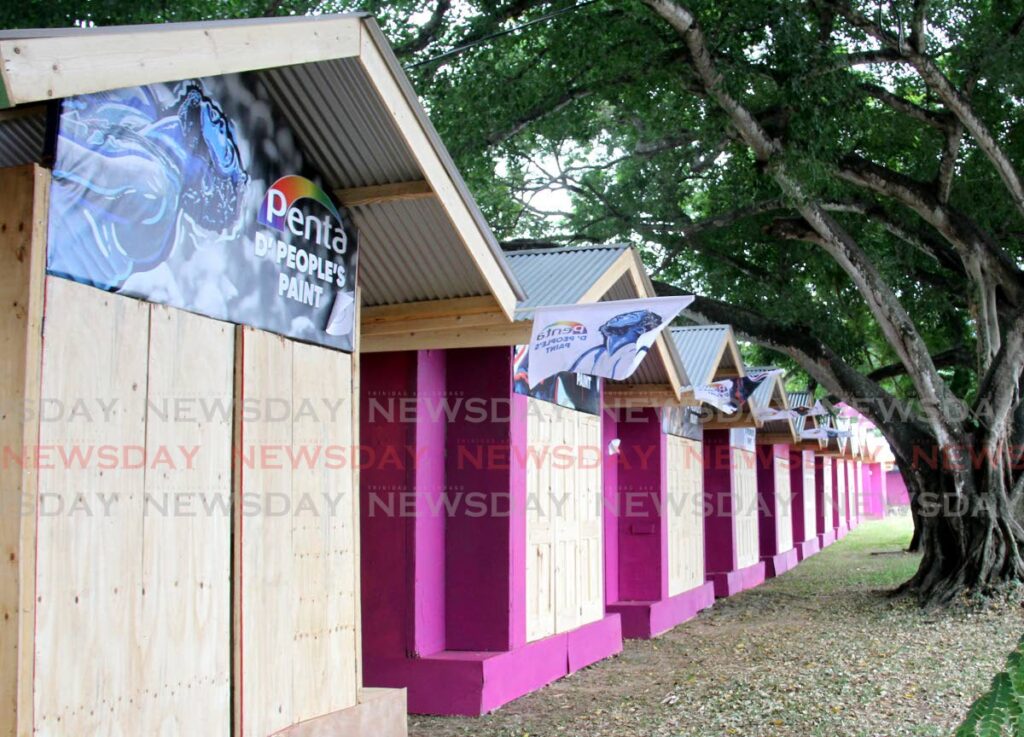 A row of incomplete booths built for Carnival at the Queen's Park Savannah, Port of Spain. Photo by Ayanna Kinsale