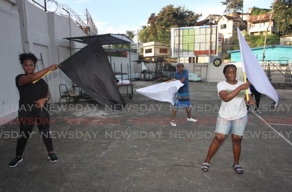 People in a flag-waving classes at Trinidad Massy All Stars panyard, Duke Street, Port of Spain on February 15.
PHOTO:ANGELO MARCELLE
15-02-2023 - Angelo Marcelle