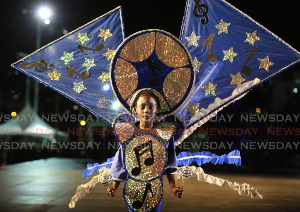Kymani Brooklyn Browne portrays Pan Under The Stars at  NCC Junior King of Carnival semi finals at Queen’s Park Savannah in Port of Spain Trinidad on Wednesday. - Andrea De Silva