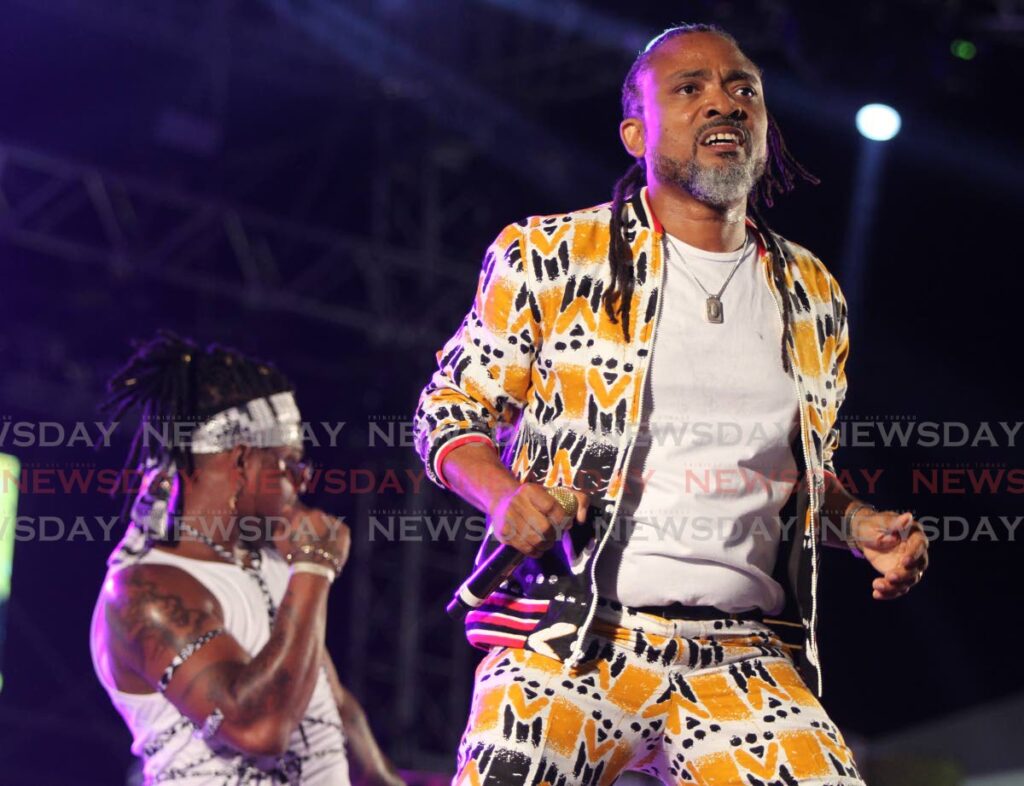 Machel Montano performs at his concert, Hasely Crawford Stadium early Saturday. - Photo by Angelo Marcelle