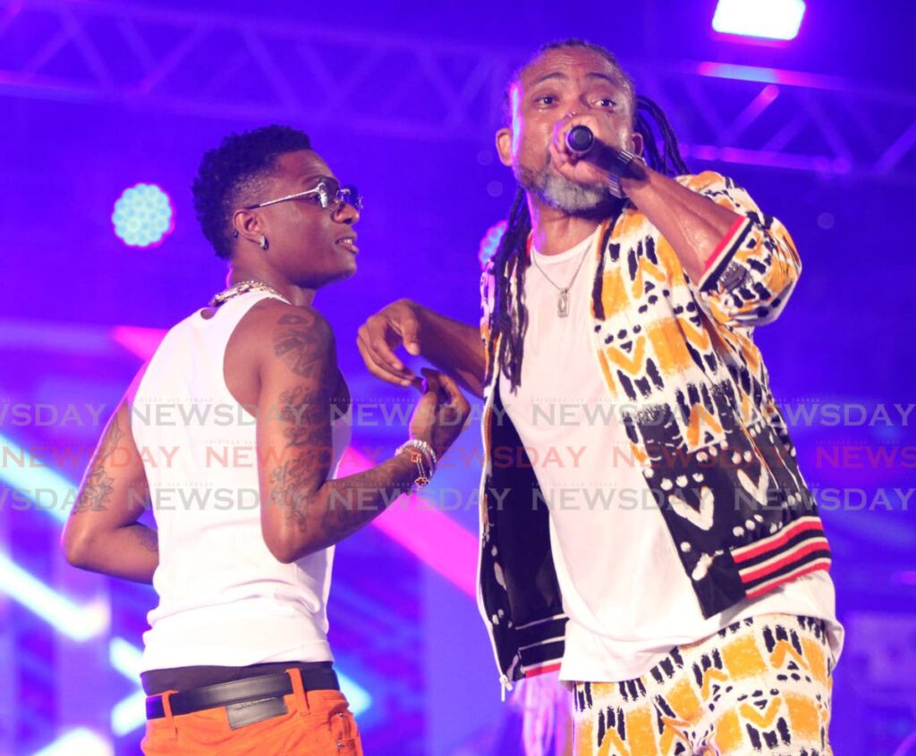 Machel Montano, right, and Nigerian singer Wizkid perform at the Machel 40 One Show concert, Haseley Crawford Stadium, Port of Spain on Friday .
ANGELO MARCELLE - 