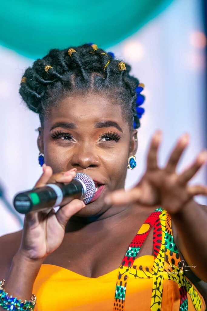 Calypsonian Kerine “Tiny” Williams-Figaro performing during the virtual concert, Uncrowned Queens, at Music Mills Studios in 2021. Photo courtesy Kerine Williams-Figaro. 