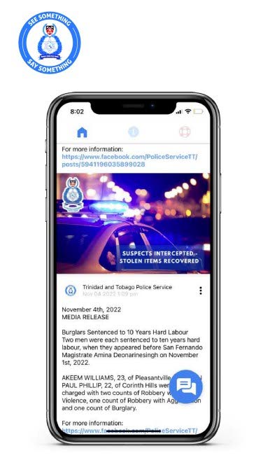 The TTPS App which has been nominated for an internation award at the Global Police Summit Awards ceremony in Dubai. This image was part of a press release sent by the App's creator Shaare Technologies Ltd sent on Monday.  - 