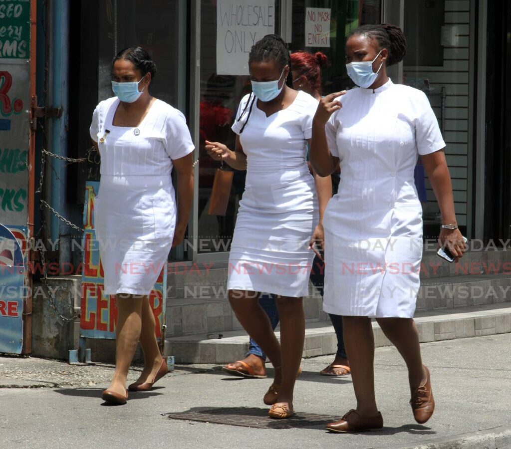 Nurses out in Chaguanas in 2020. A one-minute check online showed there were 1,600 searches for nursing in TT.
 - File photo