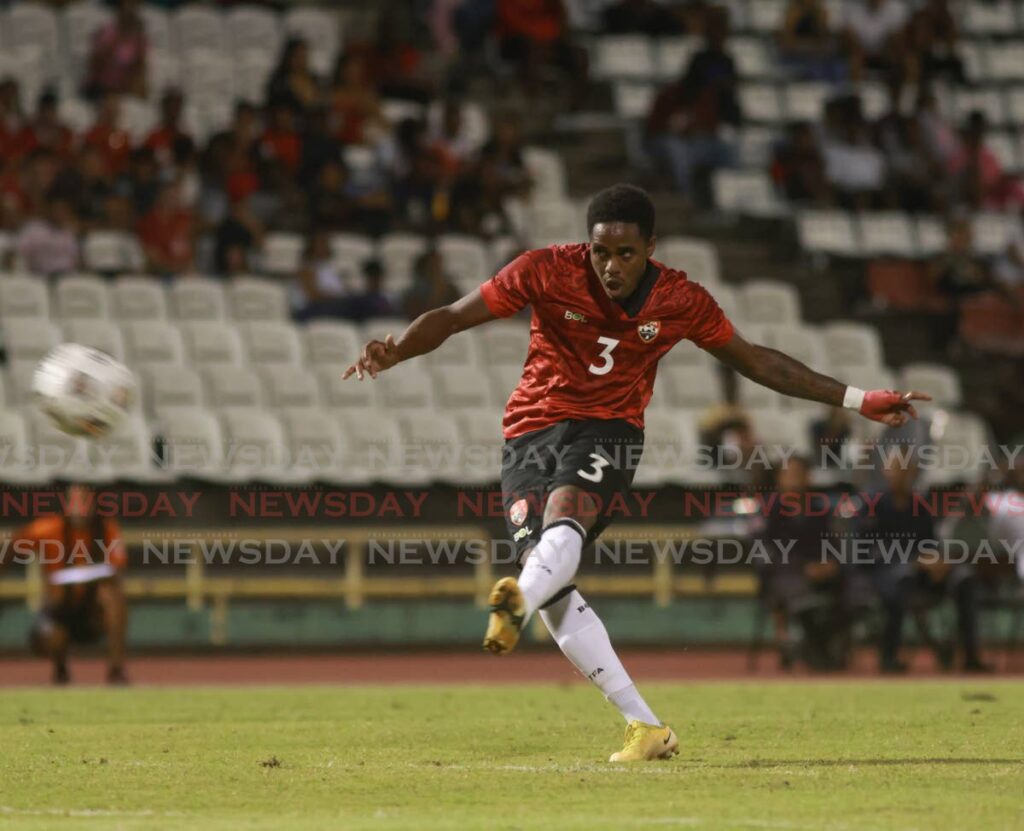This file photo shows Trinidad and Tobago's Joevin Jones in action against St Martin earlier this year. File photo by Nicholas Bhajan