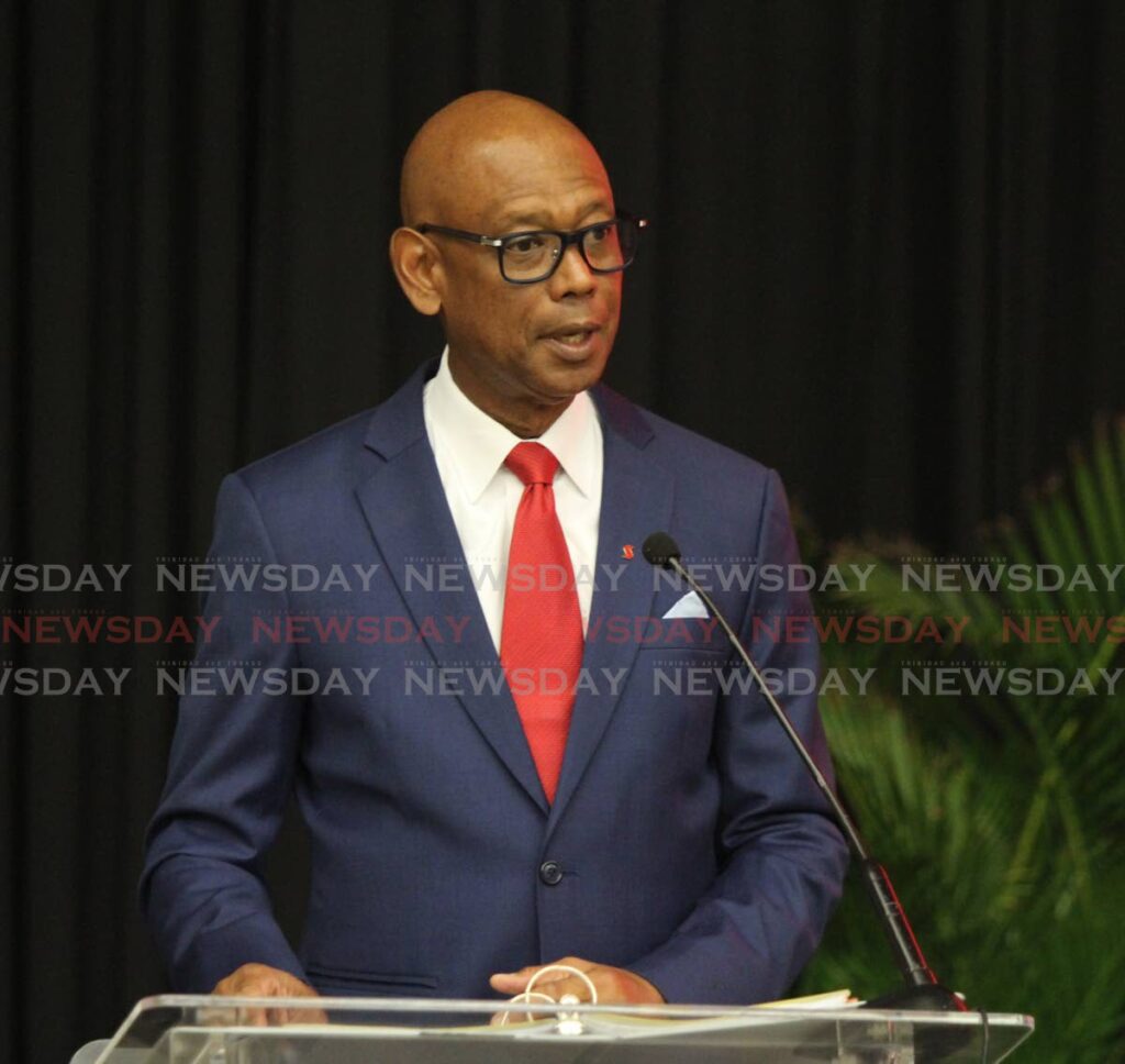 Scotiabank's Chairman Dereck Hudson at its shareholders' AGM at the Hyatt Regency, Port of Spain on Tuesday. - Angelo Marcelle