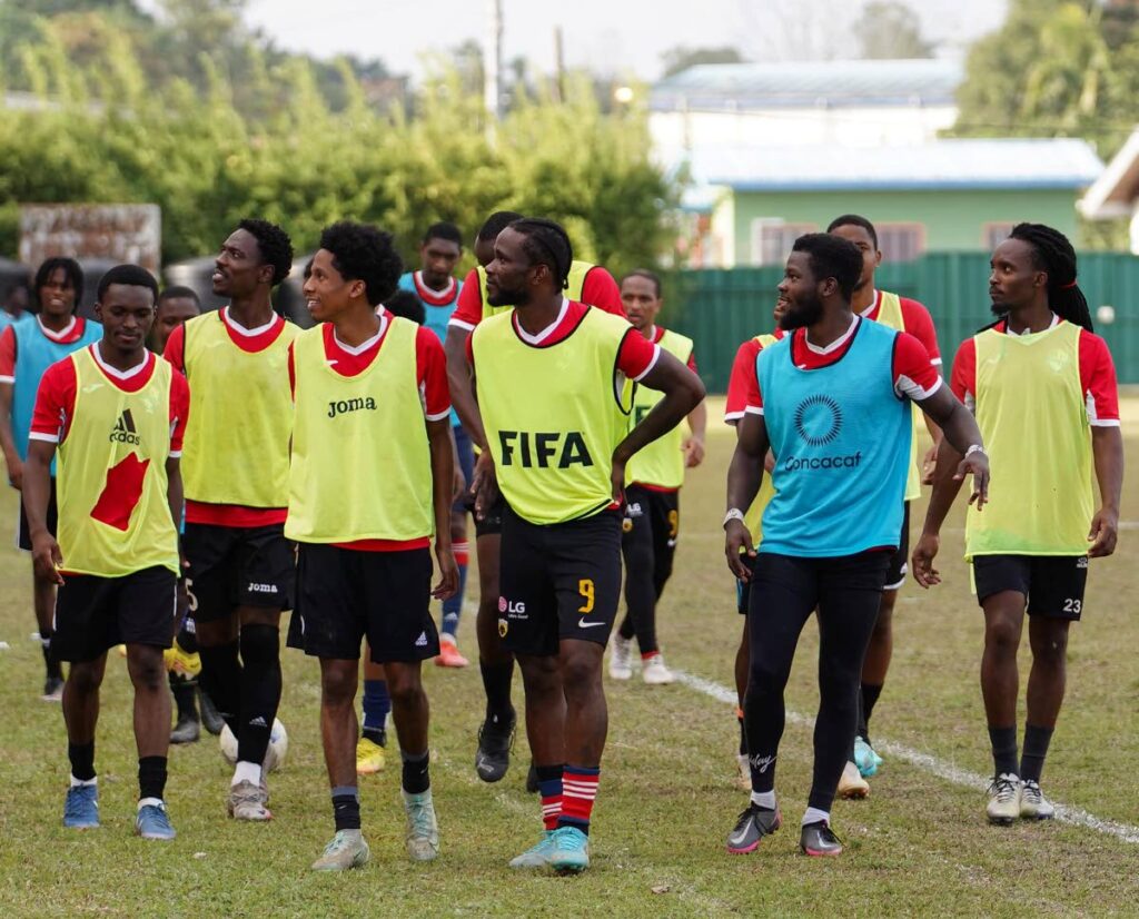 Members of Point Fortin Civic FC at a recent warm-up ahead of the start of the new TT Premier Football League on Friday, at the Mahaica Sporting Complex, Point Fortin.  - via TT Premier Football League