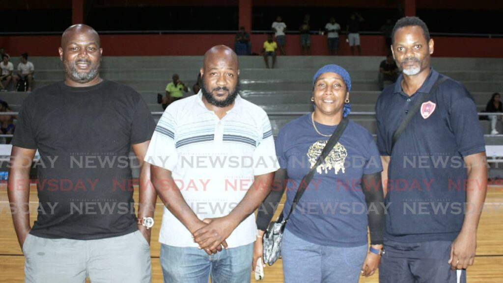 Shurland David, Nigel Alexis, Ricarda Nelson and Kwesi Peterson of FC Maloney Eagles are the organisers of the Festive Five futsal - Photo by Grevic Alvarado