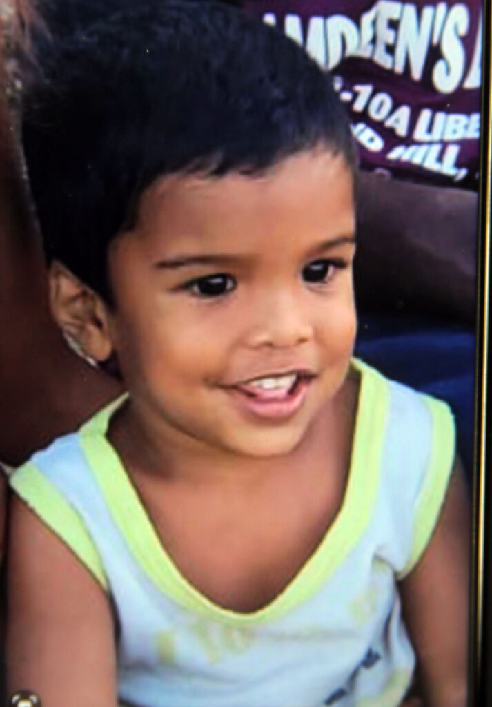 Two year old Vishal Deonath was bitten on the neck by his grandfather;s pitbull mixed breed dog while visiting their Hylife trace South Oropouche home on Tuedsay