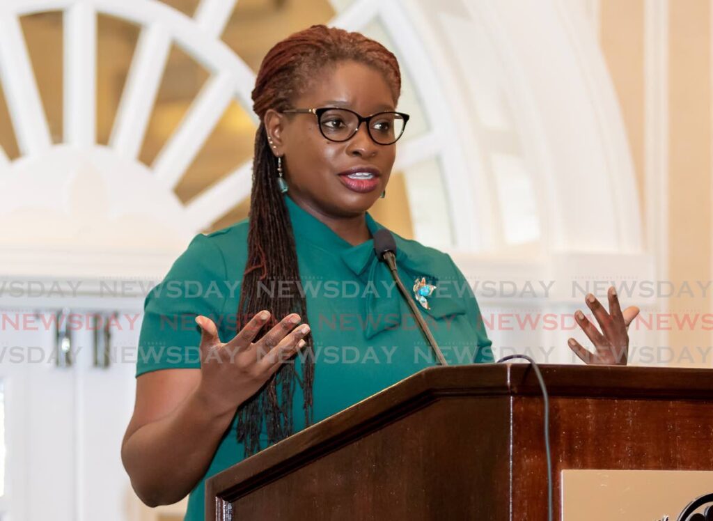 Deputy Chief Secretary Dr Faith BYisrael at a forum on sexual harassment in the workplace, at Magdalena, Lowlands on Tuesday. - Photo by David Reid