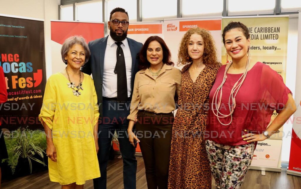 From left: Bocas Lit Fest founder Marina Salandy-Brown, NGC chairman Dr Joseph Khan, journalist Ira Mathur, Newsday editing consultant Judy Raymond and writer Breanne McIvor, at the launch of the 13th edition of NGC Bocas Lit Fest 2023 at the National Library, Abercromby Street, Port of Spain, on Wednesday. - ROGER JACOB