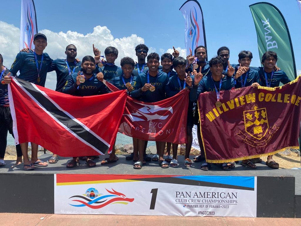 HVC Hyperion under-18 team celebrates victory on Friday in the Pan Am Club Crew Championship. - 