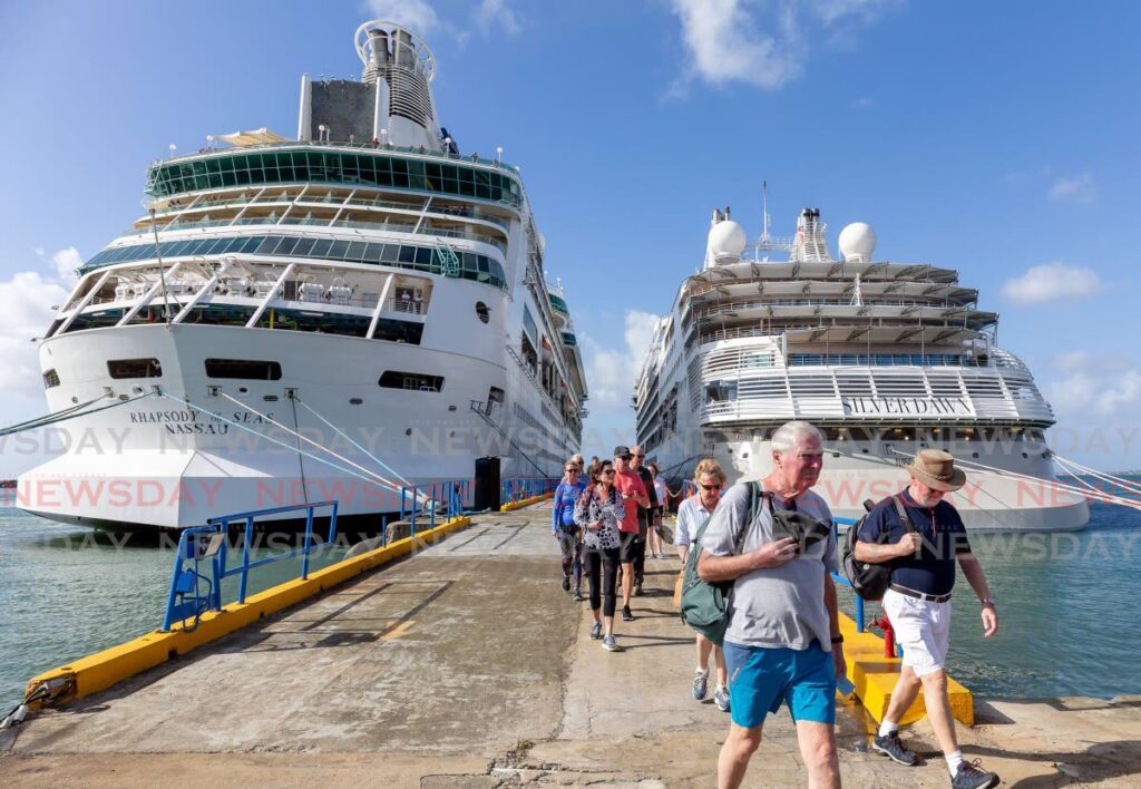 Passengers from Rhapsody of the Seas and Silver Dawn disembark at the Port of Scarborough on Monday to enjoy tours of the island.  - David Reid