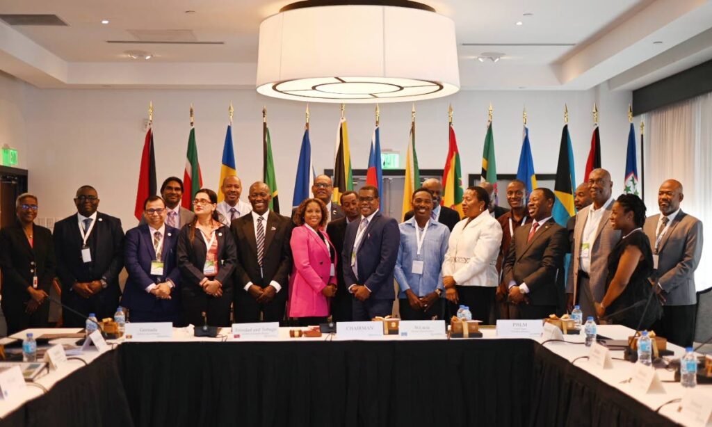 Regional delegates with Minister of Planning and Development Pennelope Beckles at the regional land management seminar, The Brix, Port of Spain on Thursday.
 - 