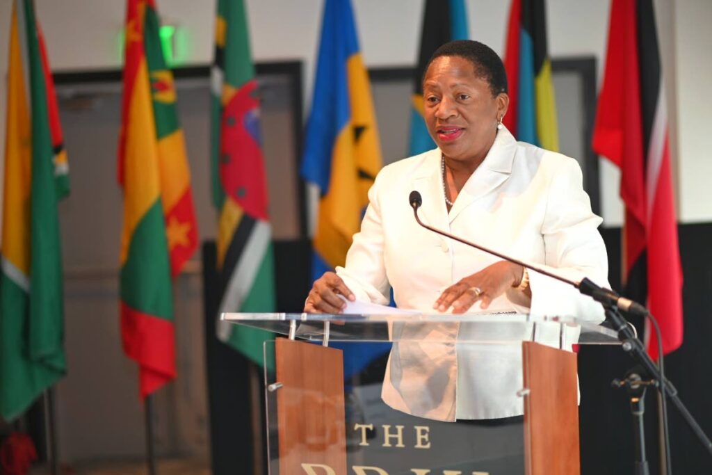 Planning and Development Minister Pennelope Beckles at a regional forum on sustainable land use at The Brix, Port of Spain on March 23. - Photo courtesy Ministry of Planning and Development/ Cristel Mohammed