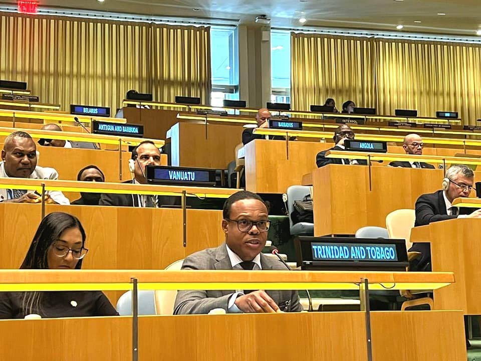 Foreign and Caricom Affairs Minister Dr Amery Browne speaks at the UN in New York on Wedneday. - Facebook