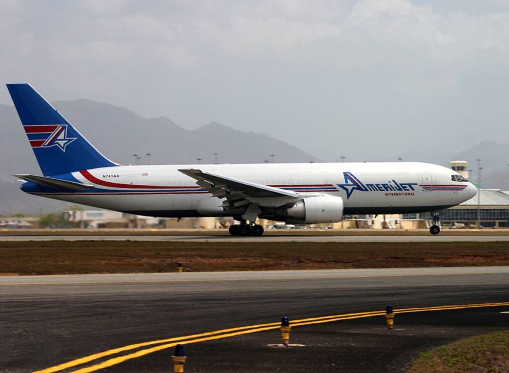 An Amerijet aircraft at Piarco International Airport. - 
