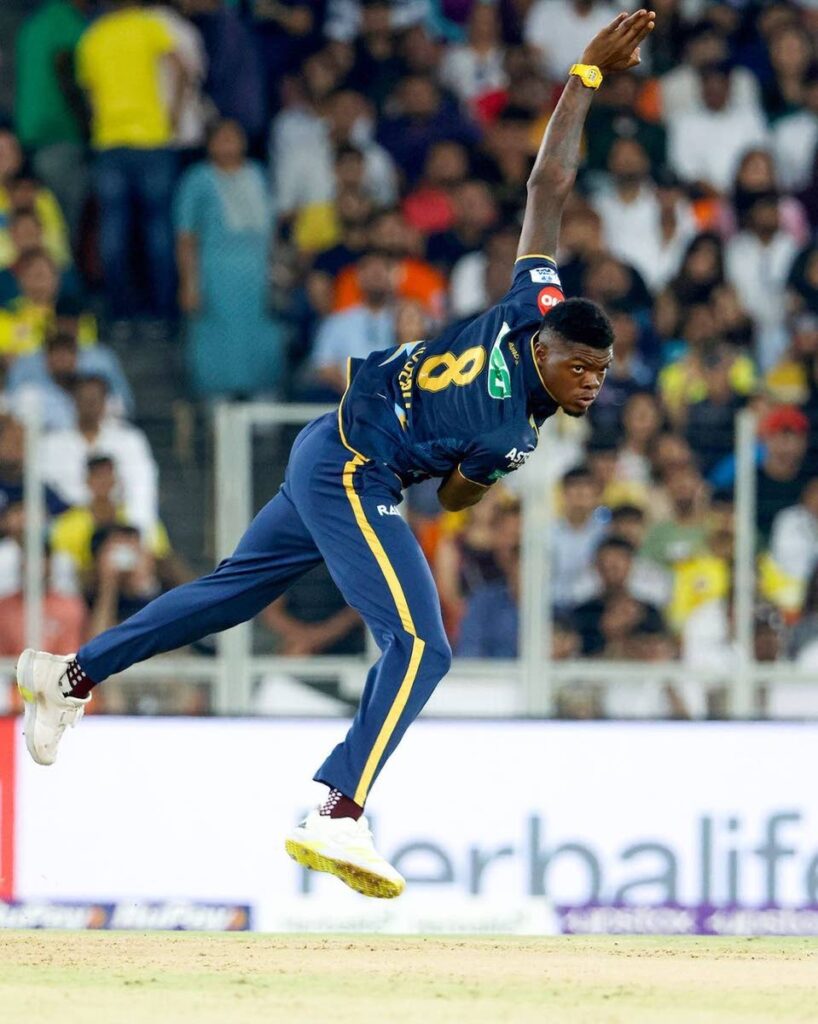 Alzarri Joseph took two wickets on Friday as IPL champs Gujarat Titans began their defence with a win against Chennai Super Kings. - Gujarat Titans