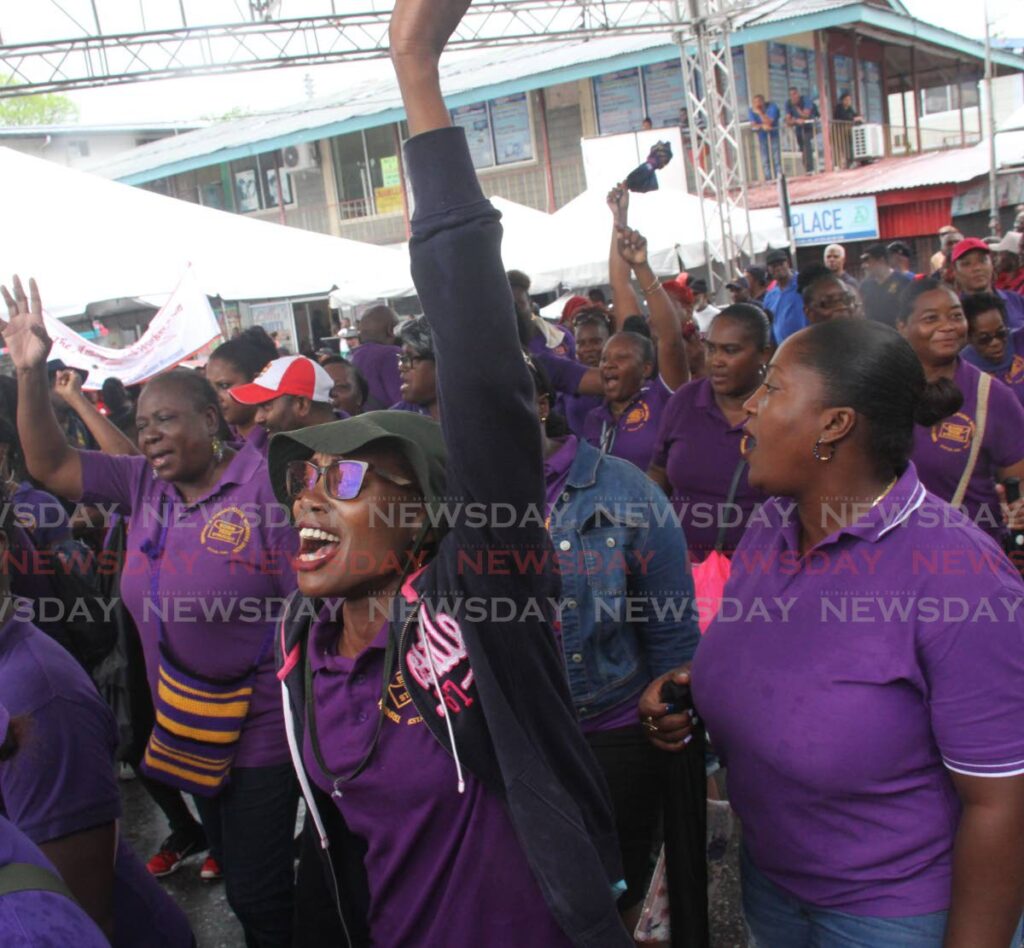 Women members of the Postal Workers Trade Union march in Fyzabad during Labour Day, June 19, 2019. - File photo