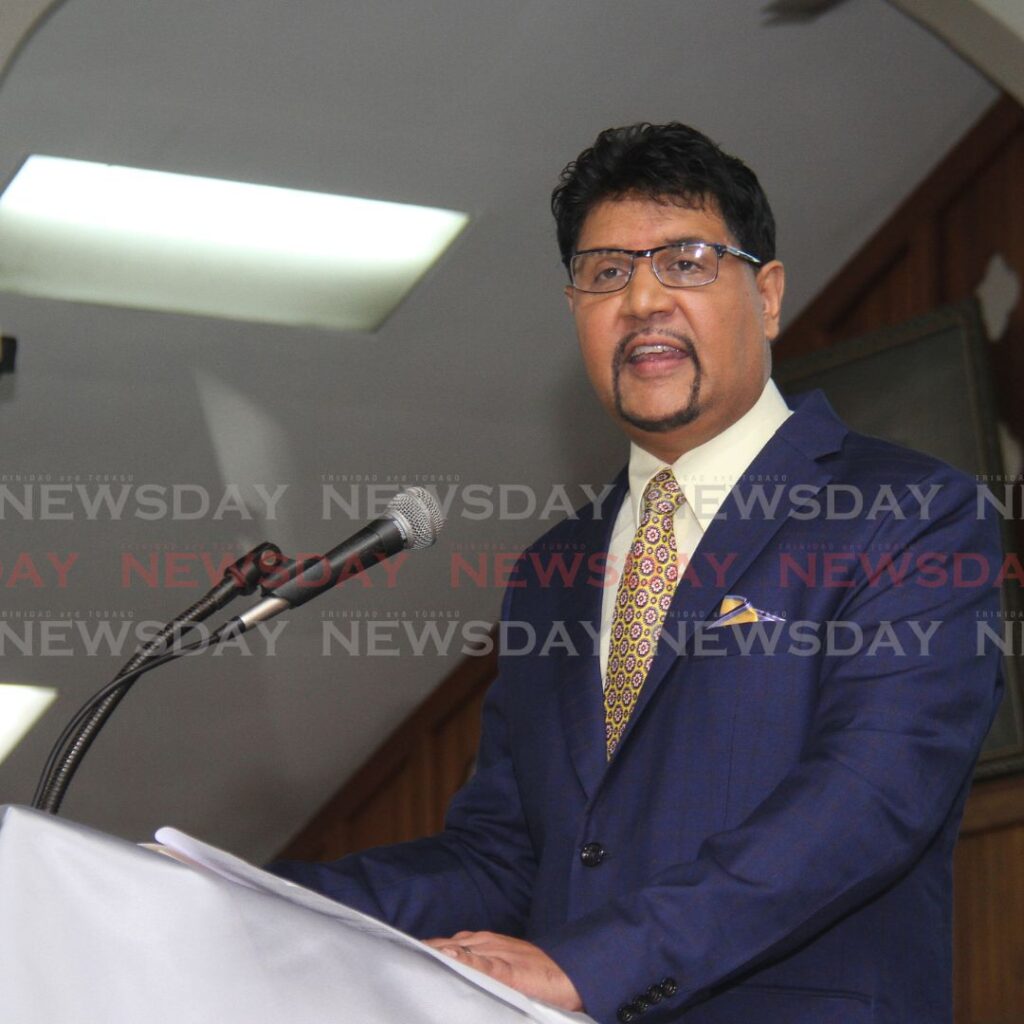 Justice Frank Seepersad, a guest minister, delivers the sermon at the Susamachar Presbyterian Church's 152nd anniversary celebrations on Sunday. Photo by Marvin Hamilton