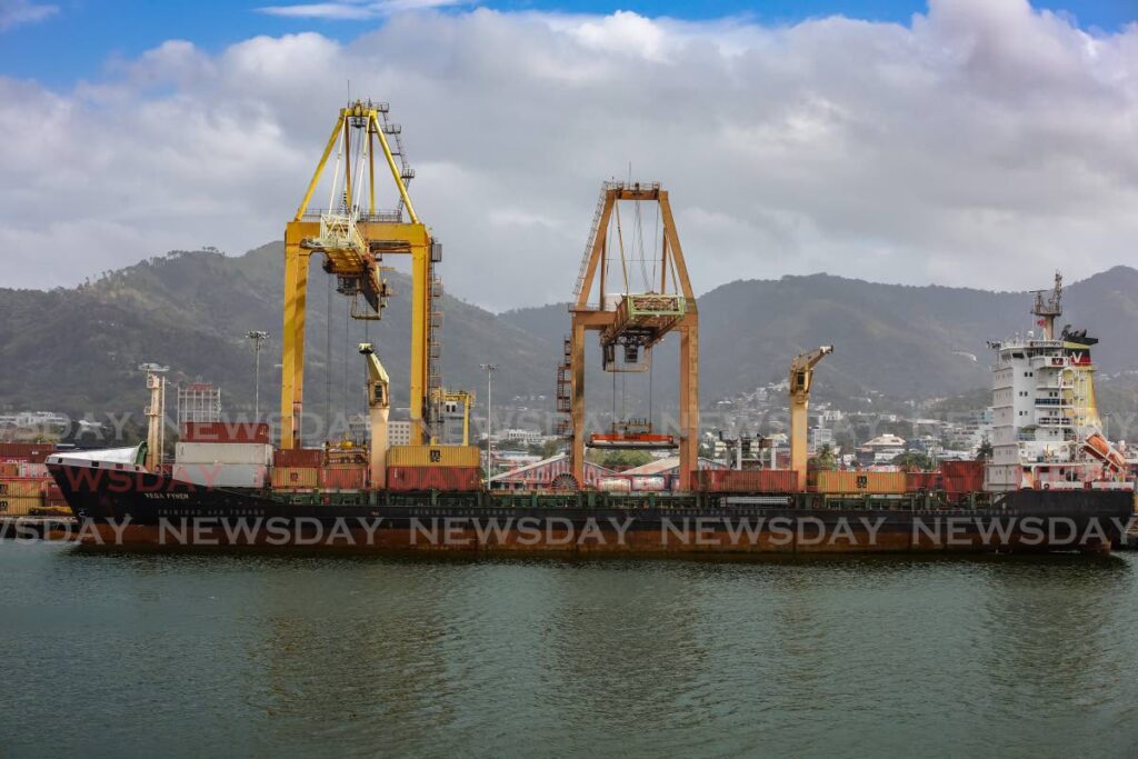 A cargo vessel docked at the Port of Port of Spain. - JEFF K MAYERS