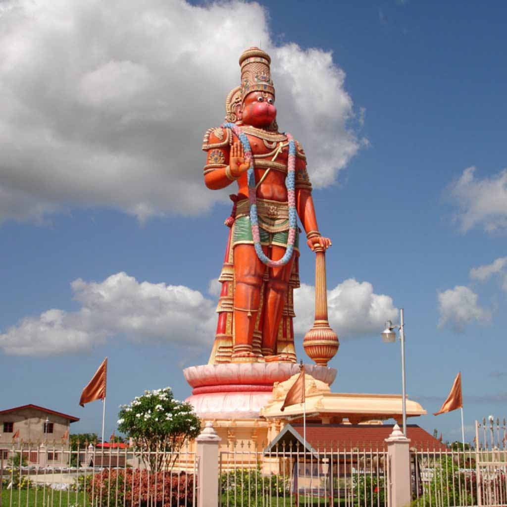 The 85-foot Karya Siddhi Hanumanji Murti at the Dattatreya Yoga Centre, Carapichaima. - 