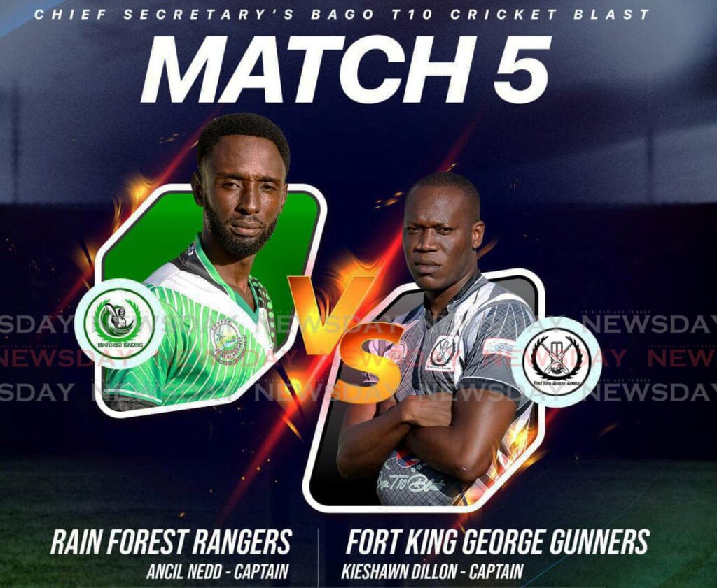 MATCH ABANDONED: The promo on the Chief Secretary's Facebook page for Game 5 of the Bago T10 blast  pitting Rain Forest Rangers vs Fork King George Gunners which was abandoned due to a power outage at the Cyd Gray Stadium on Wednesday night.   - 