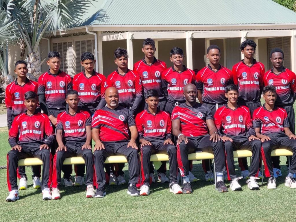 Victorious Trinidad and Tobago under-15 cricketers and team management.  - 
