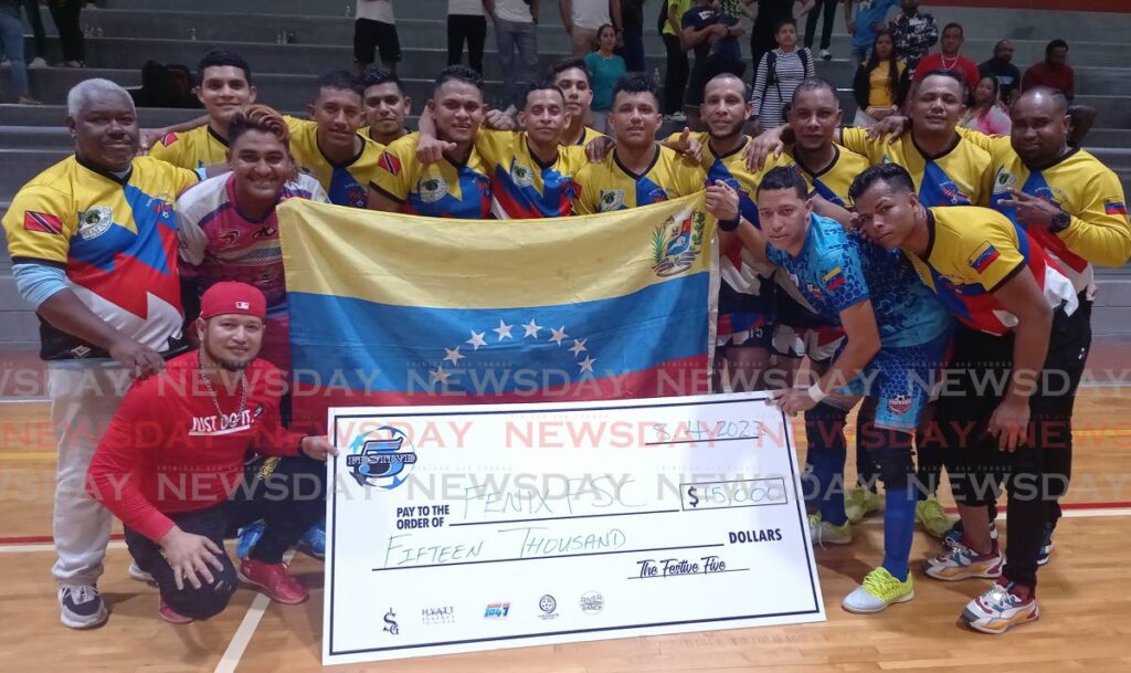 Fenix FSC took home a $15,000 prize as the champion of Maloney's Festive Five Futsal. - Grevic Alvarado