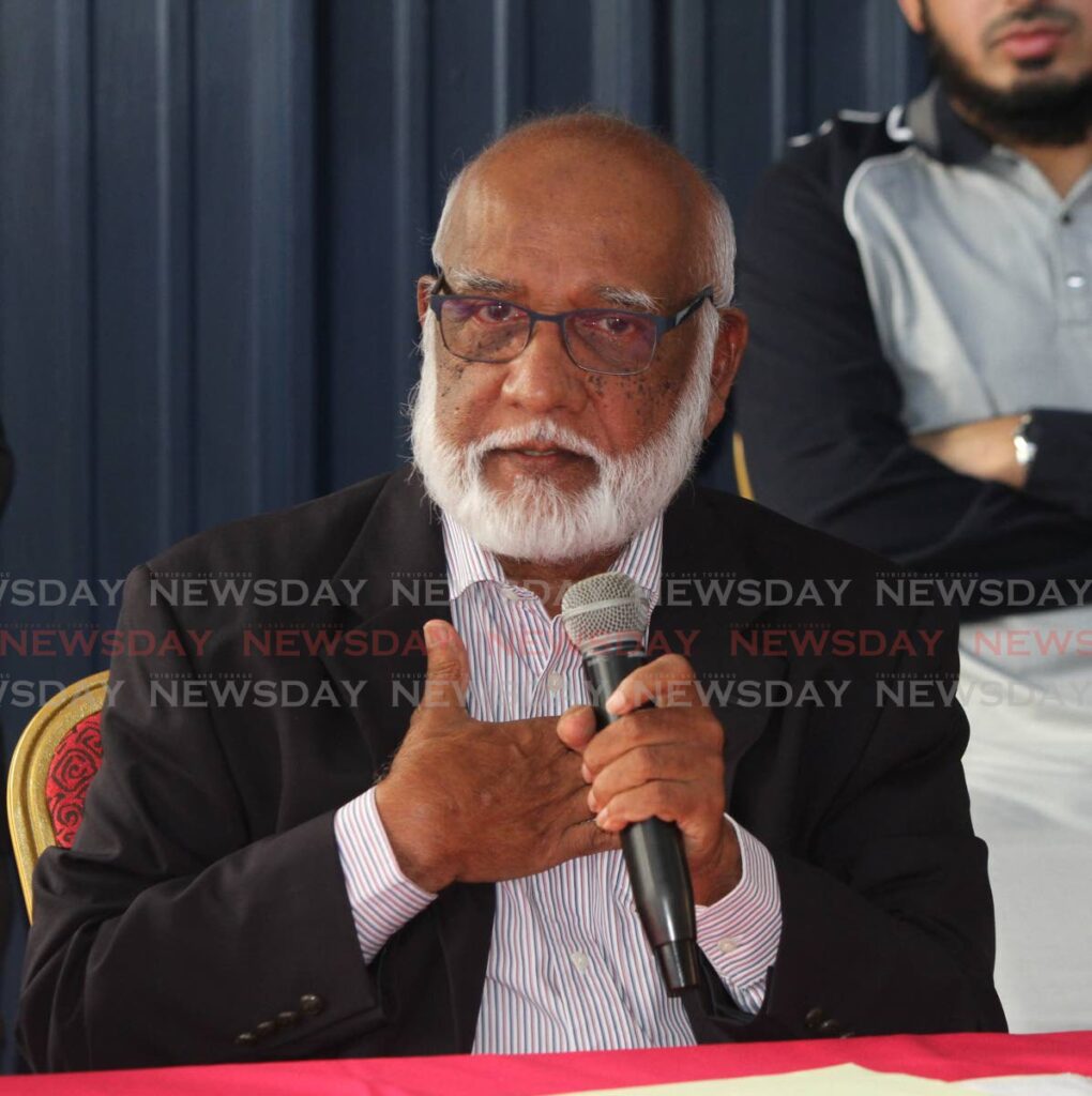 Nizam Mohammed, chairs the launch of the Repatriation Committee, at their new Court Street, San Fernando, office on Thursday. PHOTO:ANGELO MARCELLE - 