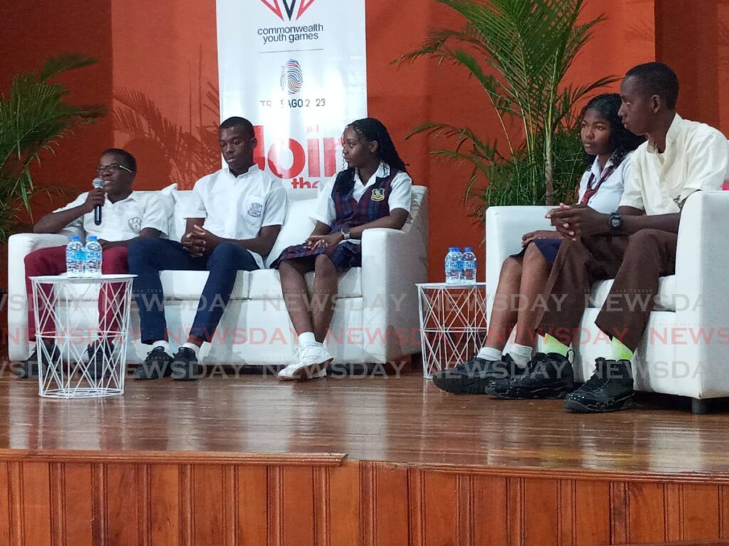 Students participate in a panel discussion at the 2023 Commonwealth Youth Games Youth Voice Conference at the Upper El Dorado Community Centre on Wednesday. - Jelani Beckles