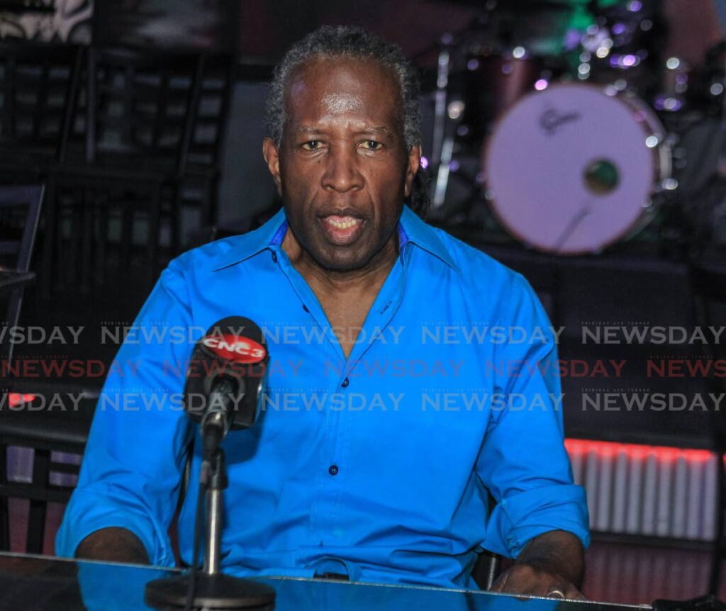 Calypso legend David Rudder at a press conference Kaiso Blues Cafe, Port of Spain on April 21. - AYANNA KINSALE