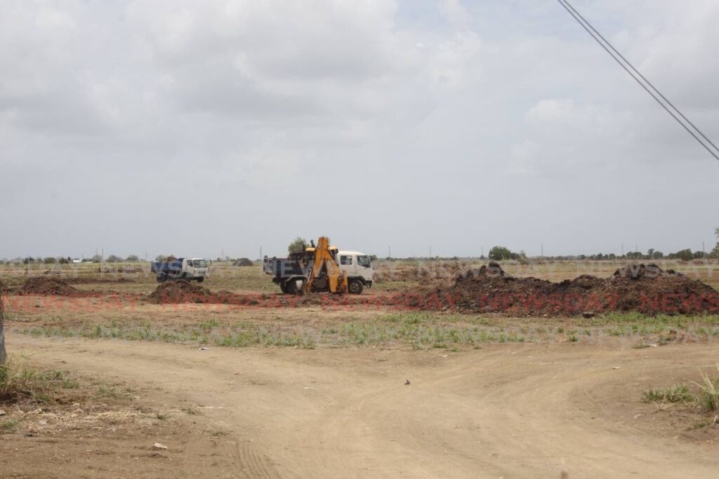 Heavy equipment clears lands at Petersfield, Chaguanas, where farmers claim their crops were bulldozed by agents of the Land Settlement Agency (LSA) to make way for a housing project in the area. - Lincoln Holder