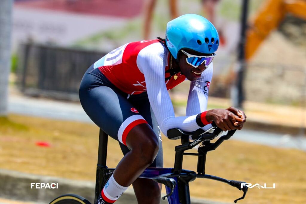 TT's Teniel Campbell competes in the Elite Pan Am road race in Panama on Saturday.  - FEPACI