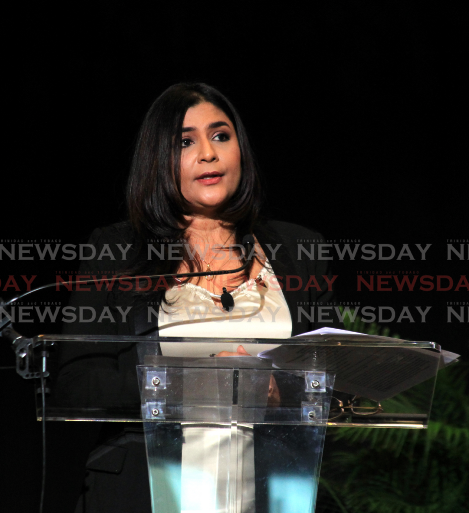 TT Chamber of Industry and Commerce president Kiran Maharaj gives her inaugural address at the TT Chamber annual business meeting at the Hyatt Regency, Port of Spain on Thursday. Photo by Ayanna Kinsale