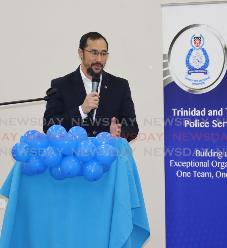 Energy Minister Stuart Young speaks at the launch of Project Phoenix Belmont held at the Belmont Community Centre Port of Spain. Photo by Roger Jacob