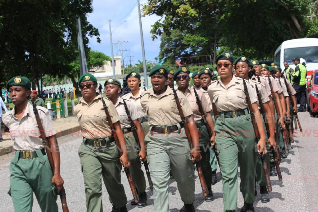 Cadets during a drill for an Independence Day parade in Port of Spain in August 2022. - Photo by Sureash Cholai