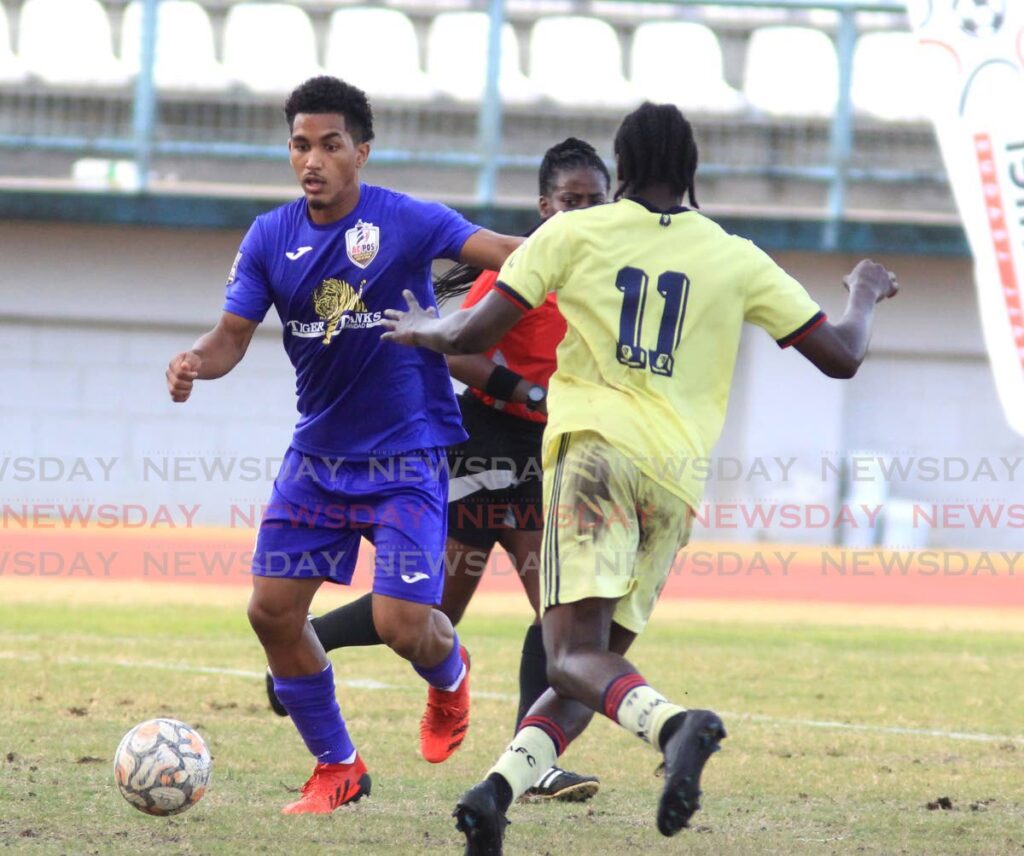 Athletic Club FC’s Michel Poon-Angeron controls the ball aainst Cunupia FC’s during the TT Premier Football League match, at the Larry Gomes Stadium, Malabar, on April 1. - AYANNA KINSALE