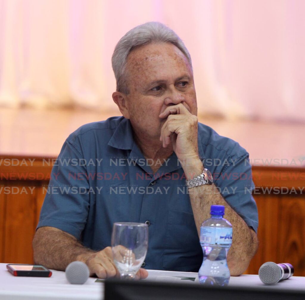 Minister of Finance Col Imbert at the presentation for final draft of the economic assessment report on Beausejour/Patna Village, at Bagatelle Community Centre on Wednesday night.  - ANGELO MARCELLE