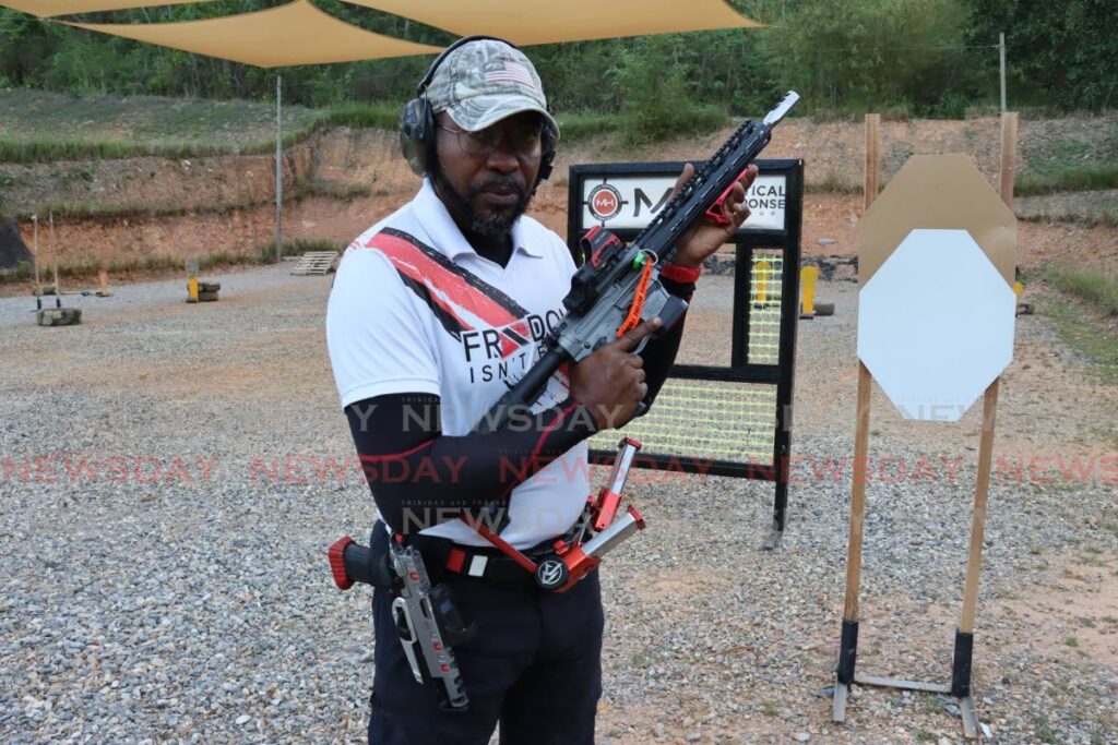 Competitive shooter Gifford Wright at the MH Tactical Training Facility, in Chaguaramas on May 4. - ROGER JACOB